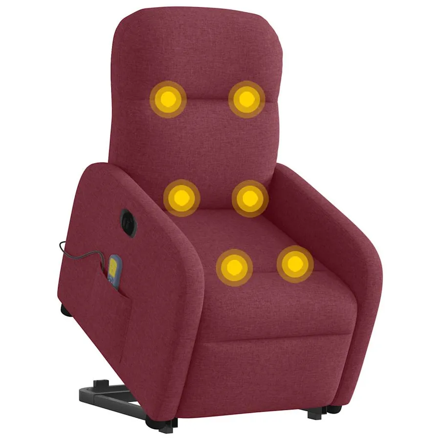 Fauteuil inclinable de massage électrique Rouge bordeaux Tissu - 3