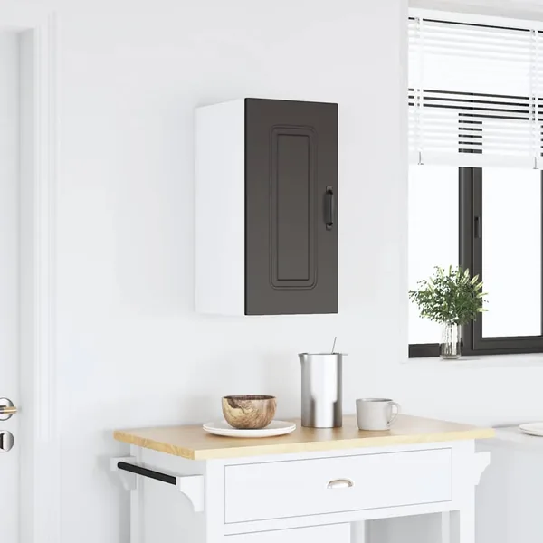 Armoire murale de cuisine Kalmar noir bois d'ingénierie