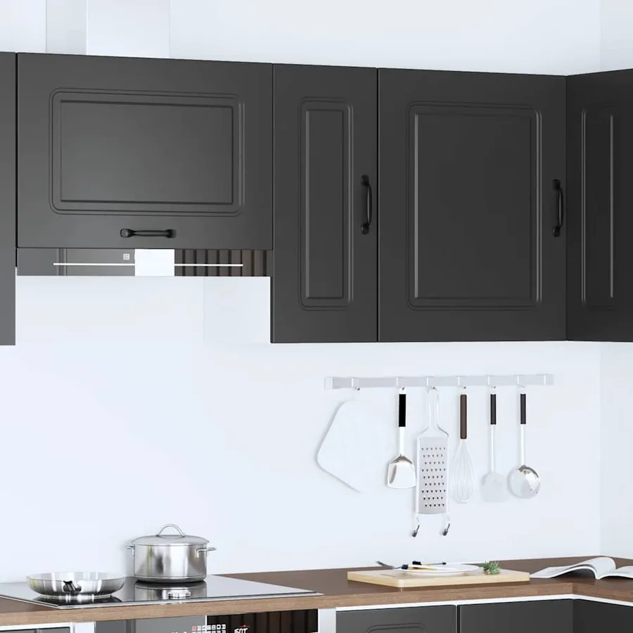 Armoire murale de cuisine Kalmar noir bois d'ingénierie - 3