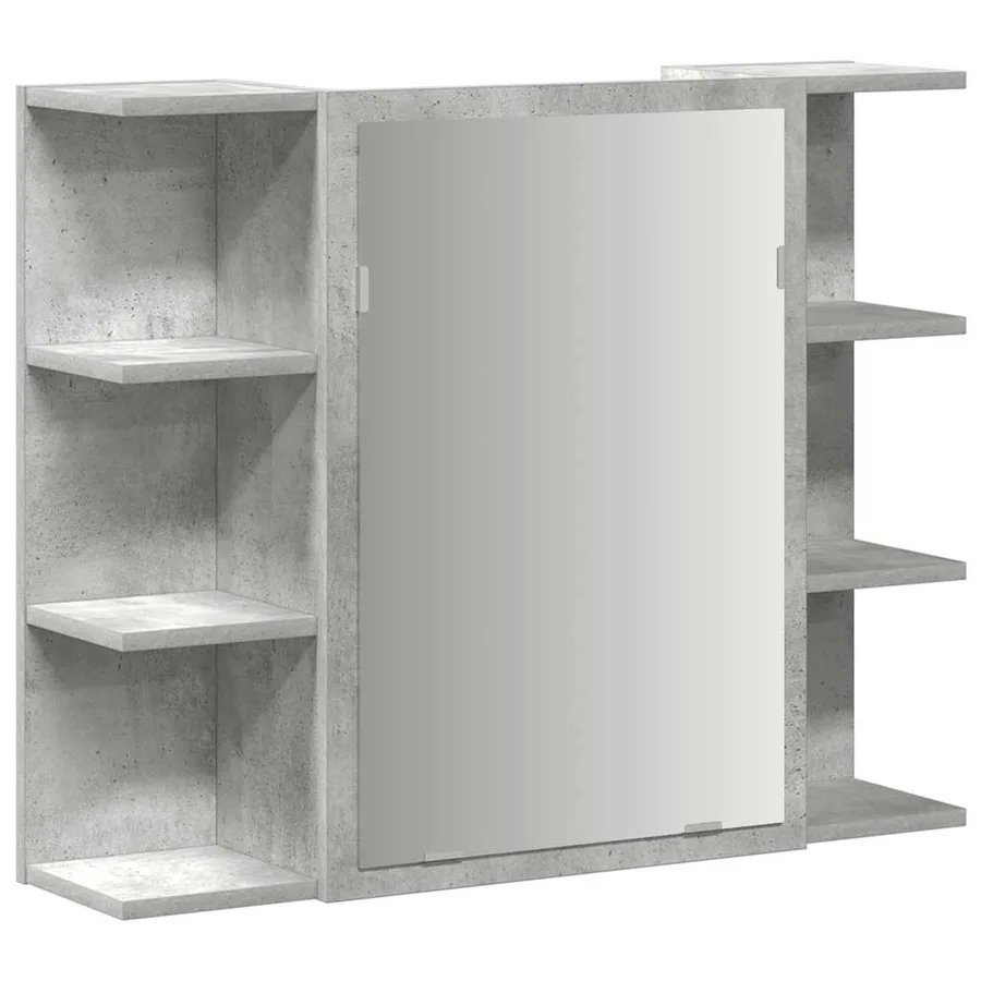 Armoire à miroir de bain Gris béton 80x20,5x64 cm Aggloméré - 2