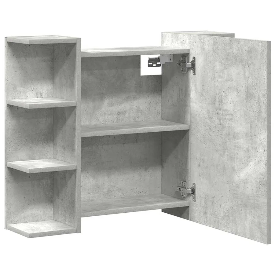 Armoire à miroir de bain Gris béton 80x20,5x64 cm Aggloméré - 7