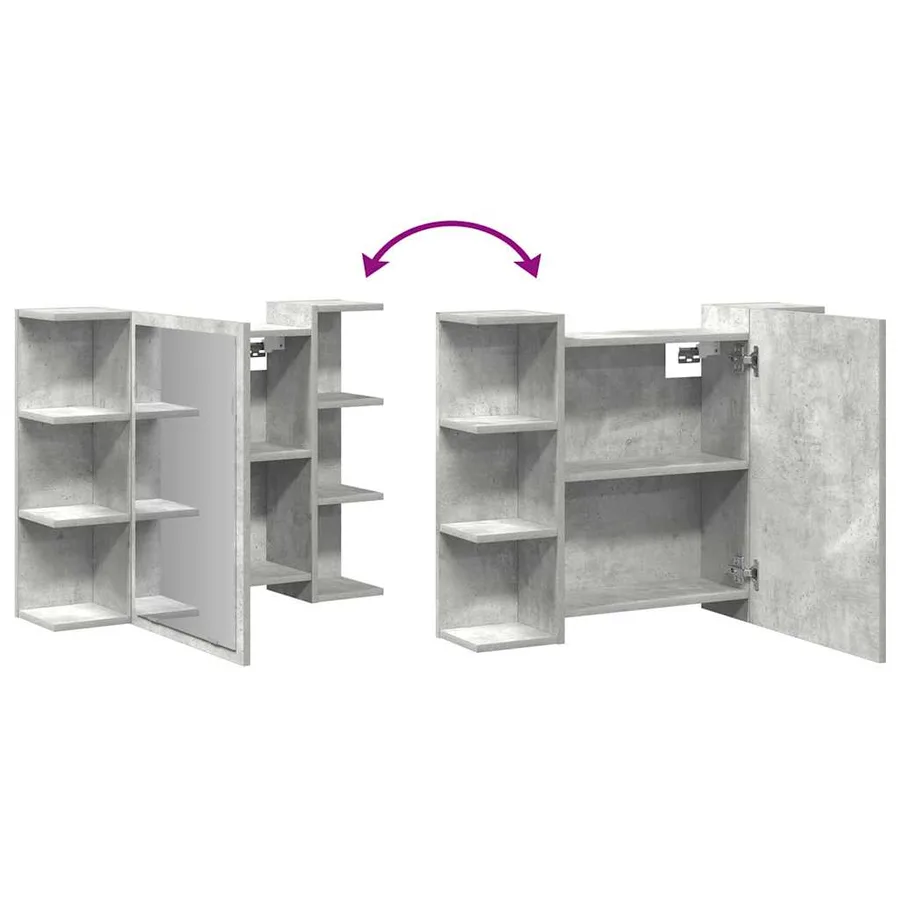 Armoire à miroir de bain Gris béton 80x20,5x64 cm Aggloméré - 8