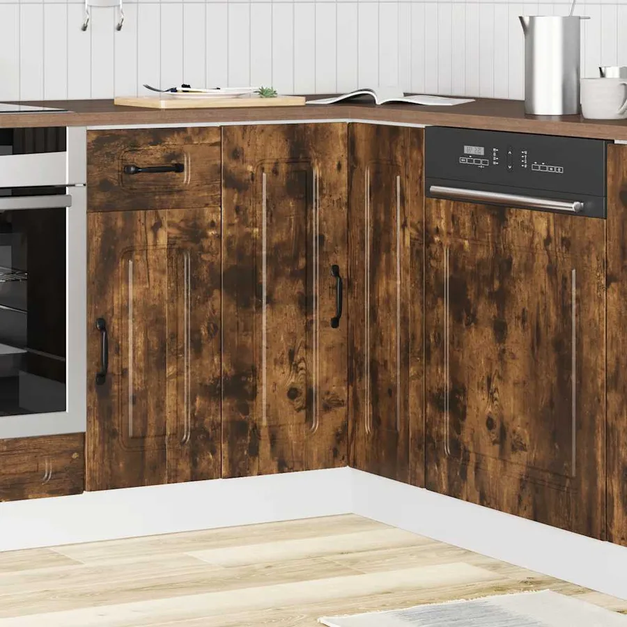 Armoire d'angle de cuisine Kalmar chêne fumé bois d'ingénierie - 3