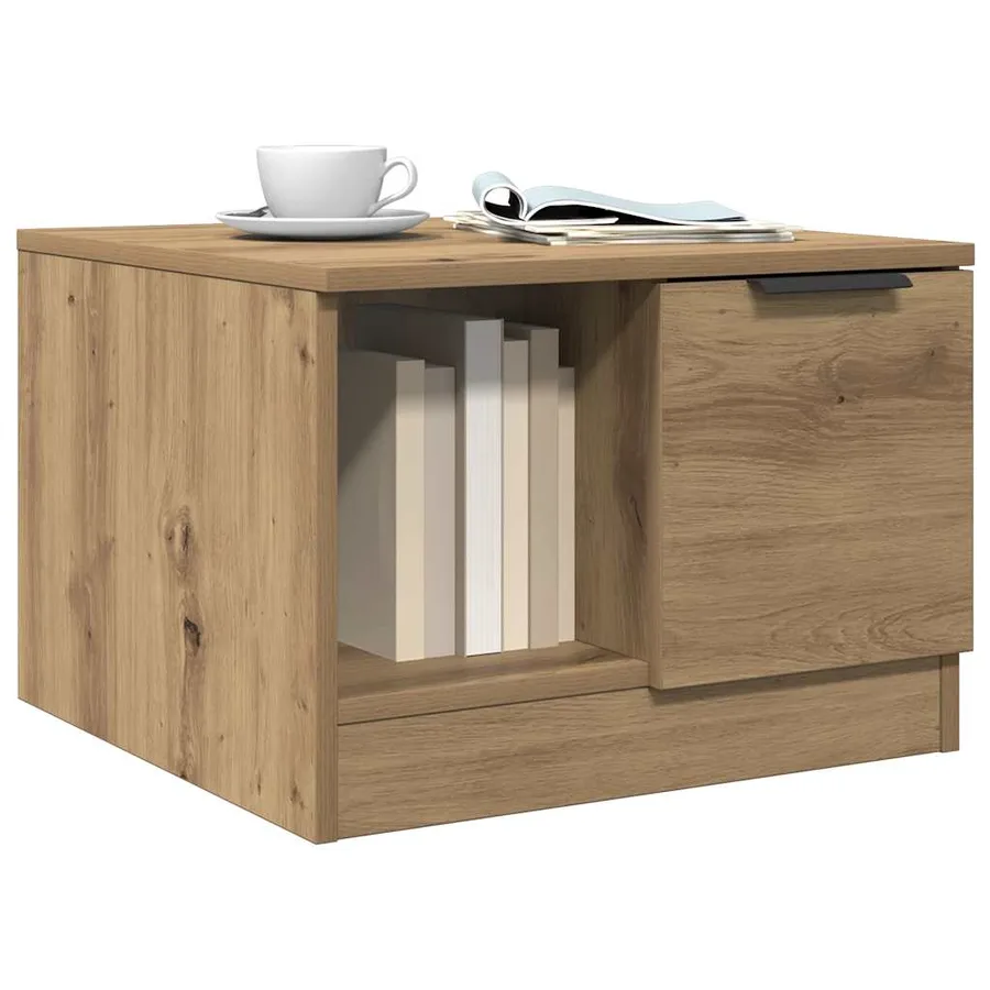 Table basse chêne artisanal 50x50x36 cm bois d'ingénierie - 4