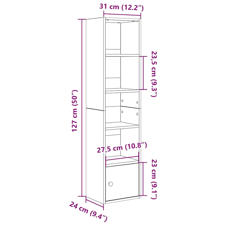 Bibliothèque blanc 31x24x127 cm bois d'ingénierie - 10
