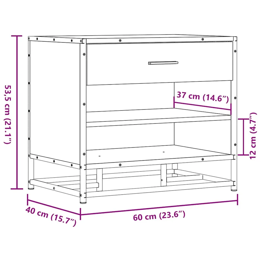 Banc à chaussures chêne fumé bois d'ingénierie et métal - 10