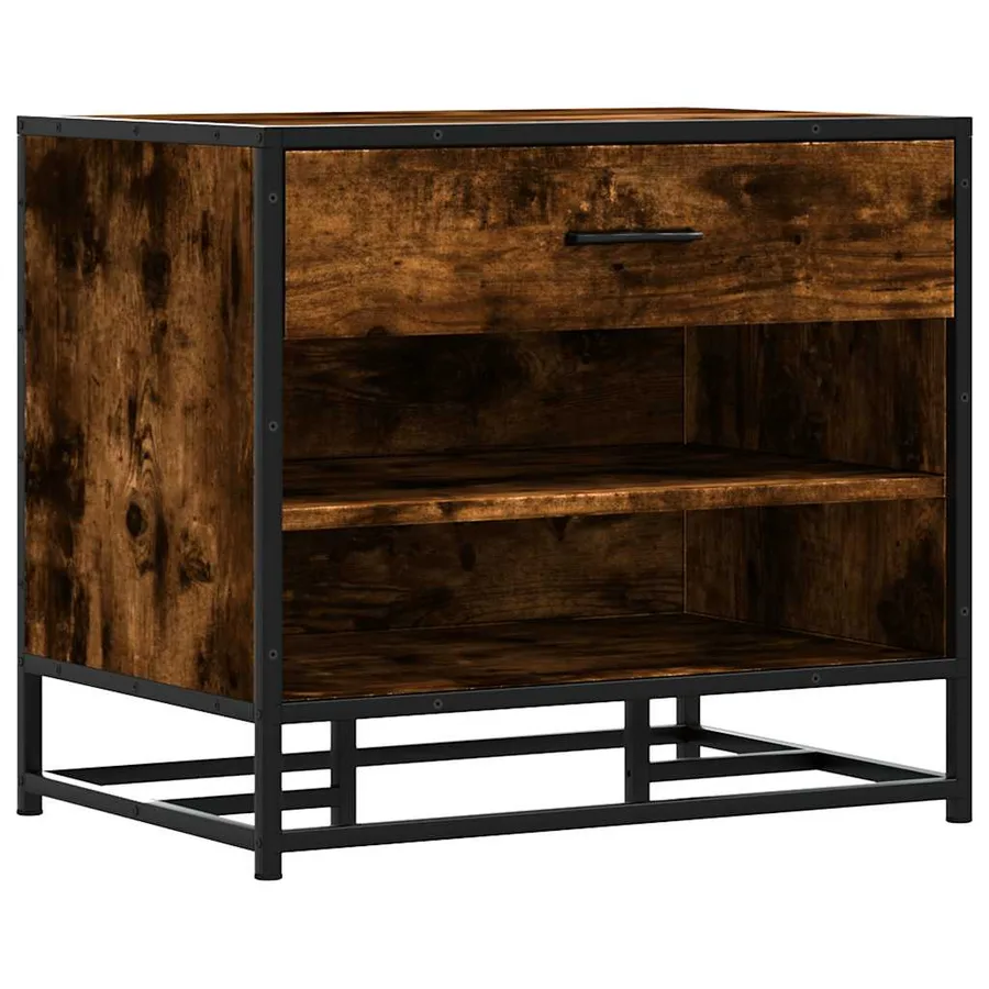 Banc à chaussures chêne fumé bois d'ingénierie et métal - 2