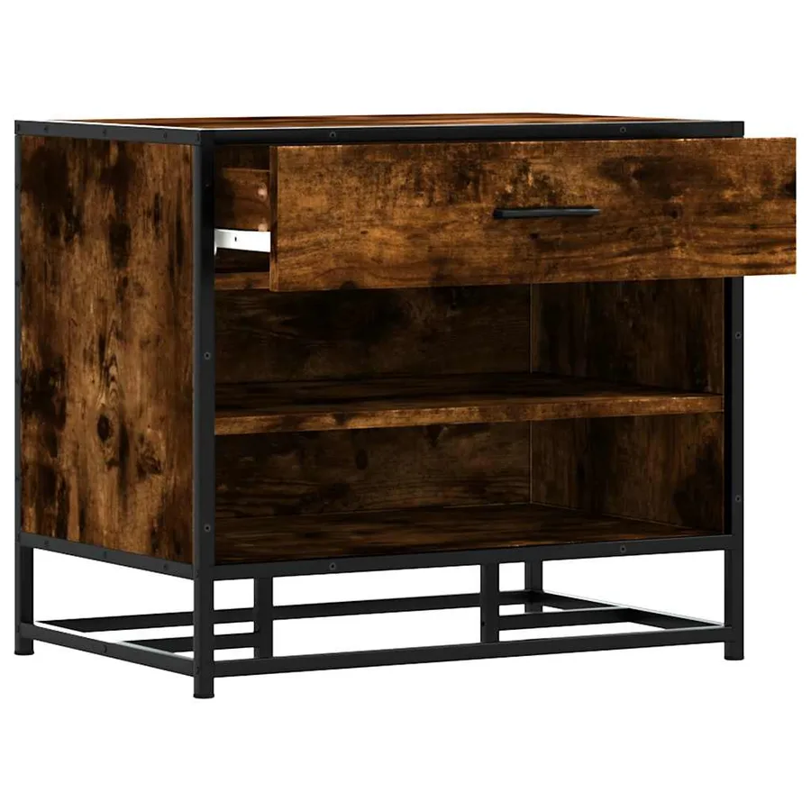 Banc à chaussures chêne fumé bois d'ingénierie et métal - 7