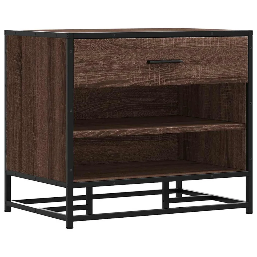 Banc à chaussures chêne marron bois d'ingénierie et métal - 2
