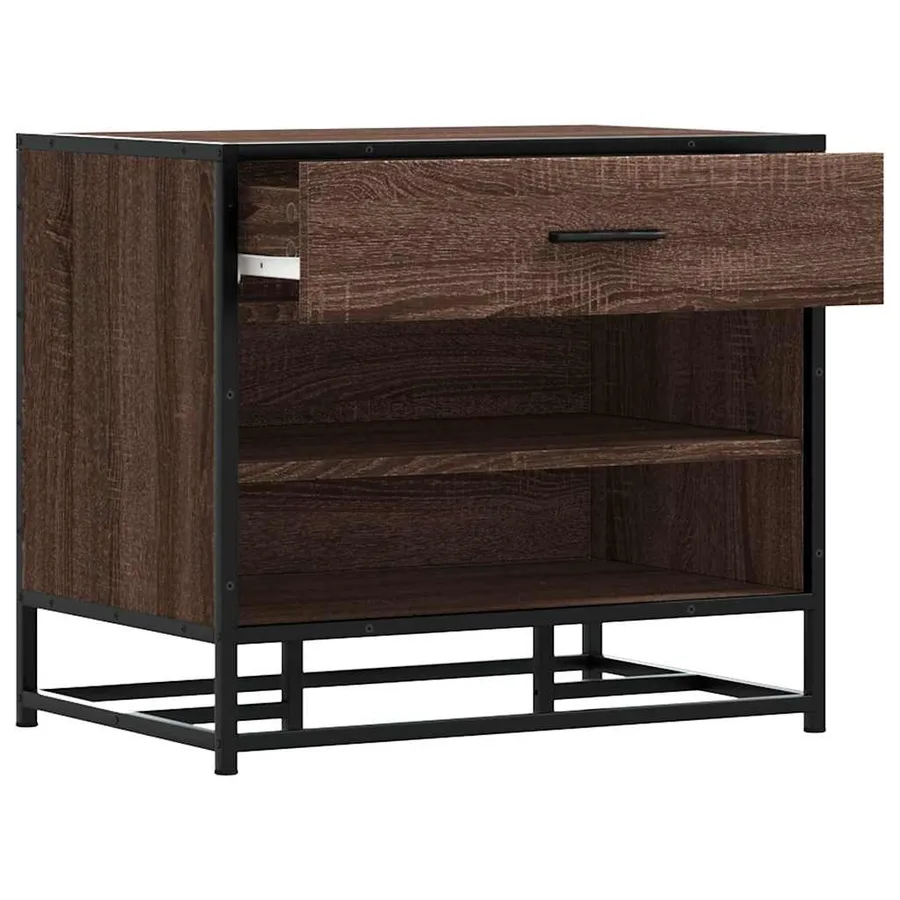 Banc à chaussures chêne marron bois d'ingénierie et métal - 7
