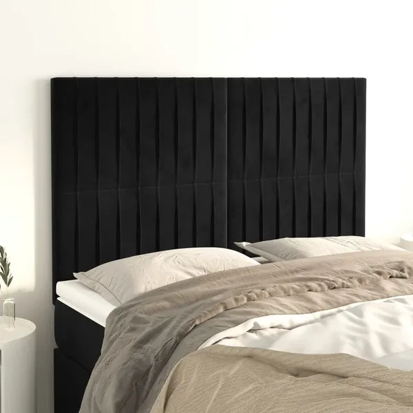 Tête de lit Noir 144x5x118/128 cm Velours