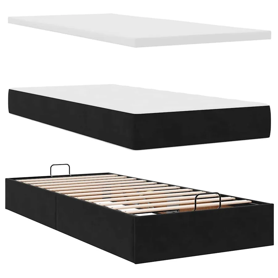 Cadre de lit ottoman avec matelas noir 160x200 cm velours - 7