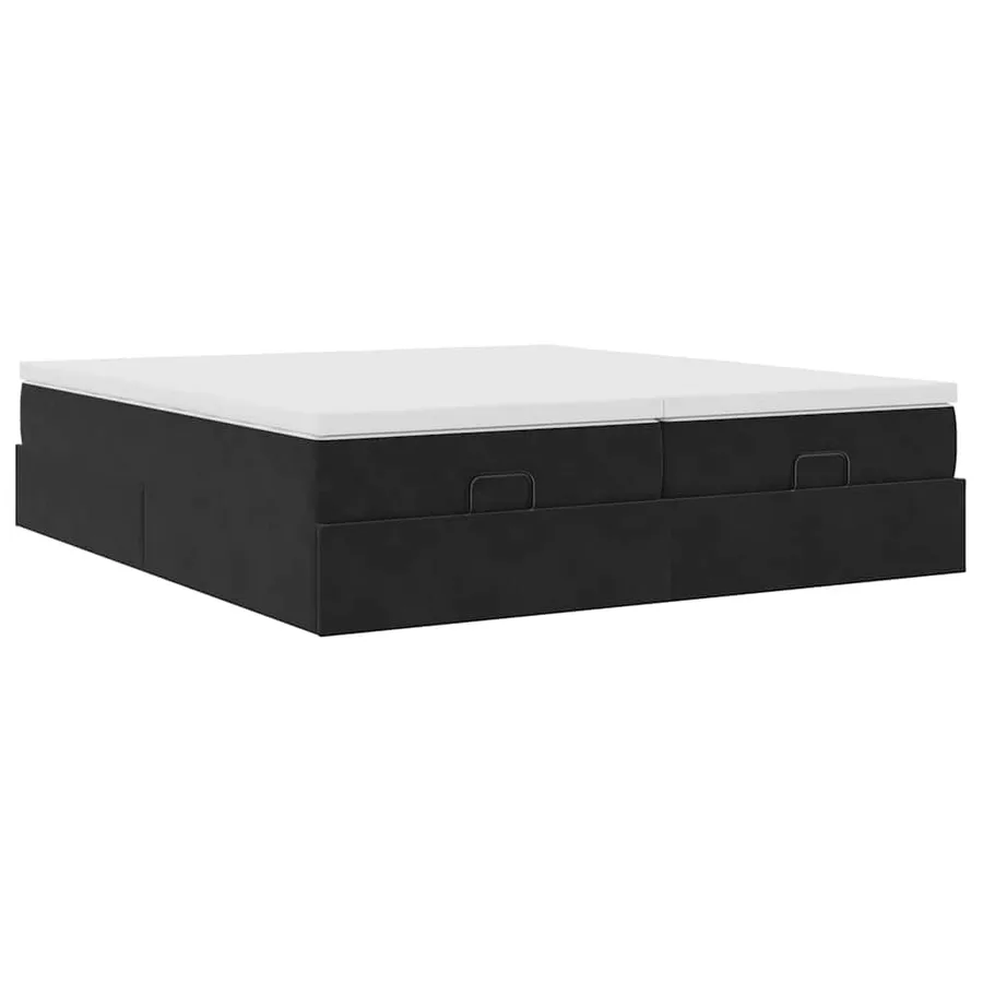 Cadre de lit ottoman avec matelas noir 160x200 cm velours - 9