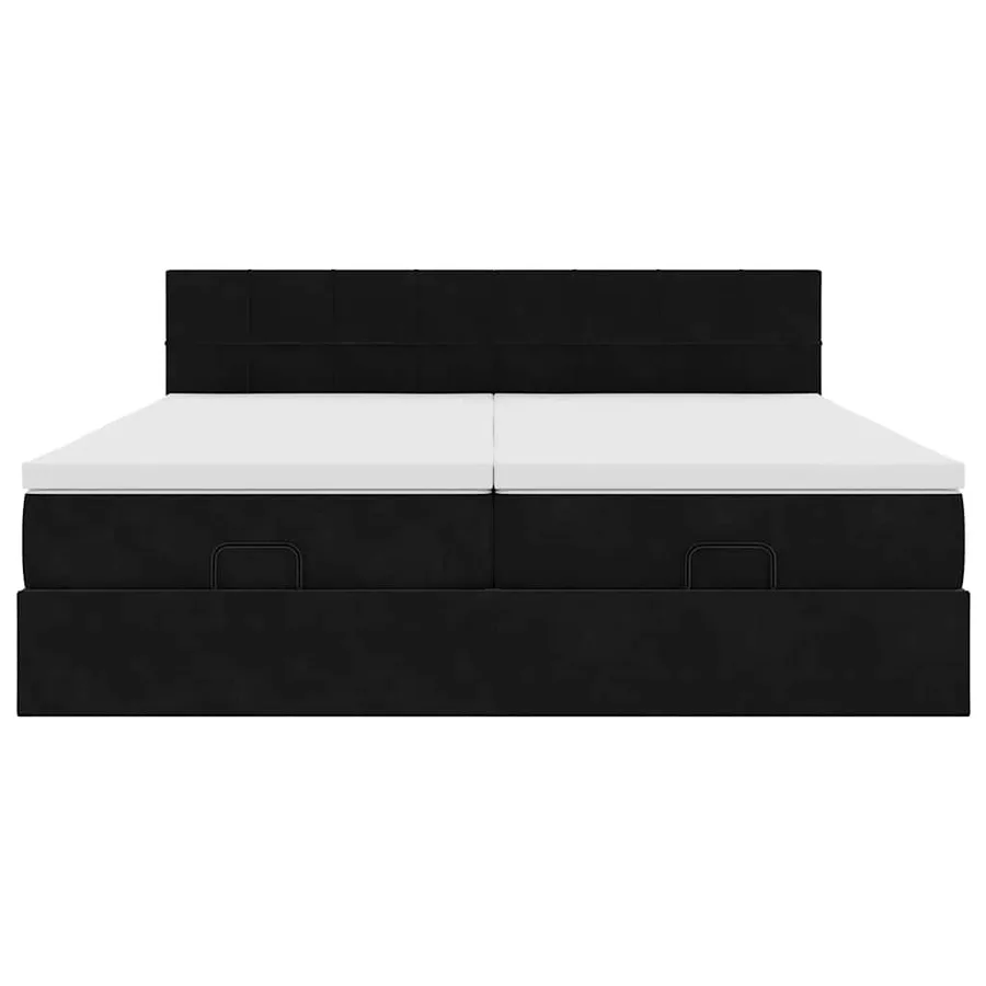 Cadre de lit ottoman avec matelas noir 160x200 cm velours - 8