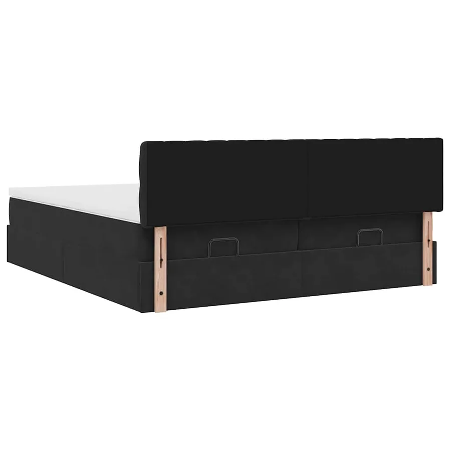Cadre de lit ottoman avec matelas noir 160x200 cm velours - 11