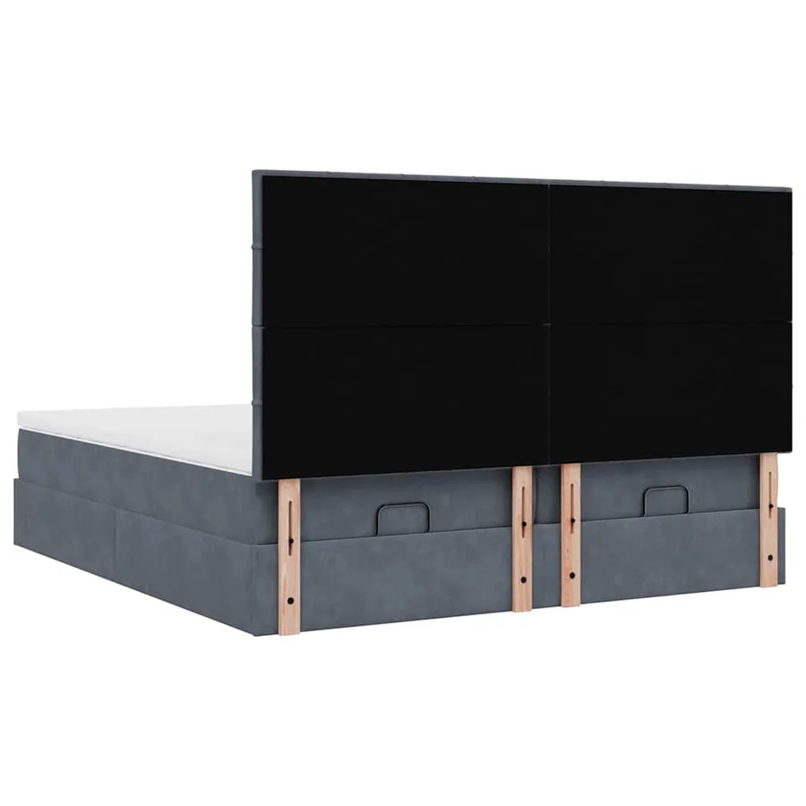 Cadre de lit ottoman avec matelas gris foncé 160x200cm velours - 9