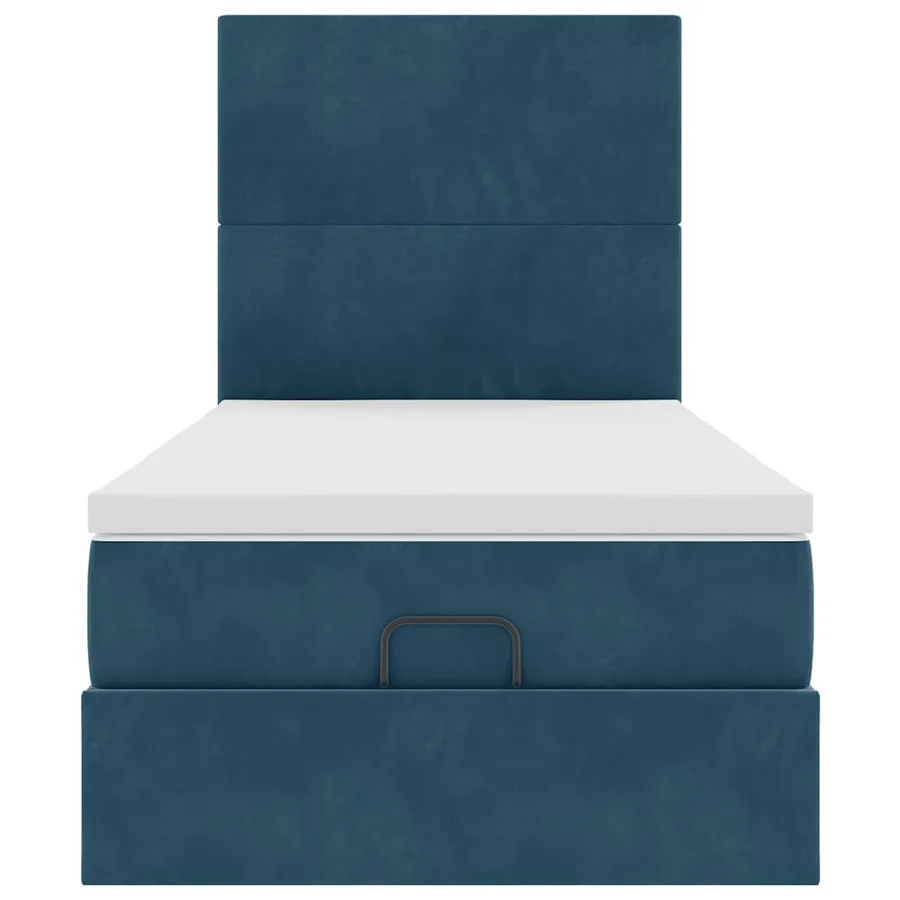 Cadre de lit ottoman avec matelas bleu foncé 80x200 cm velours - 8