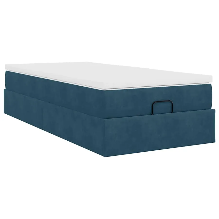 Cadre de lit ottoman avec matelas bleu foncé 80x200 cm velours - 10