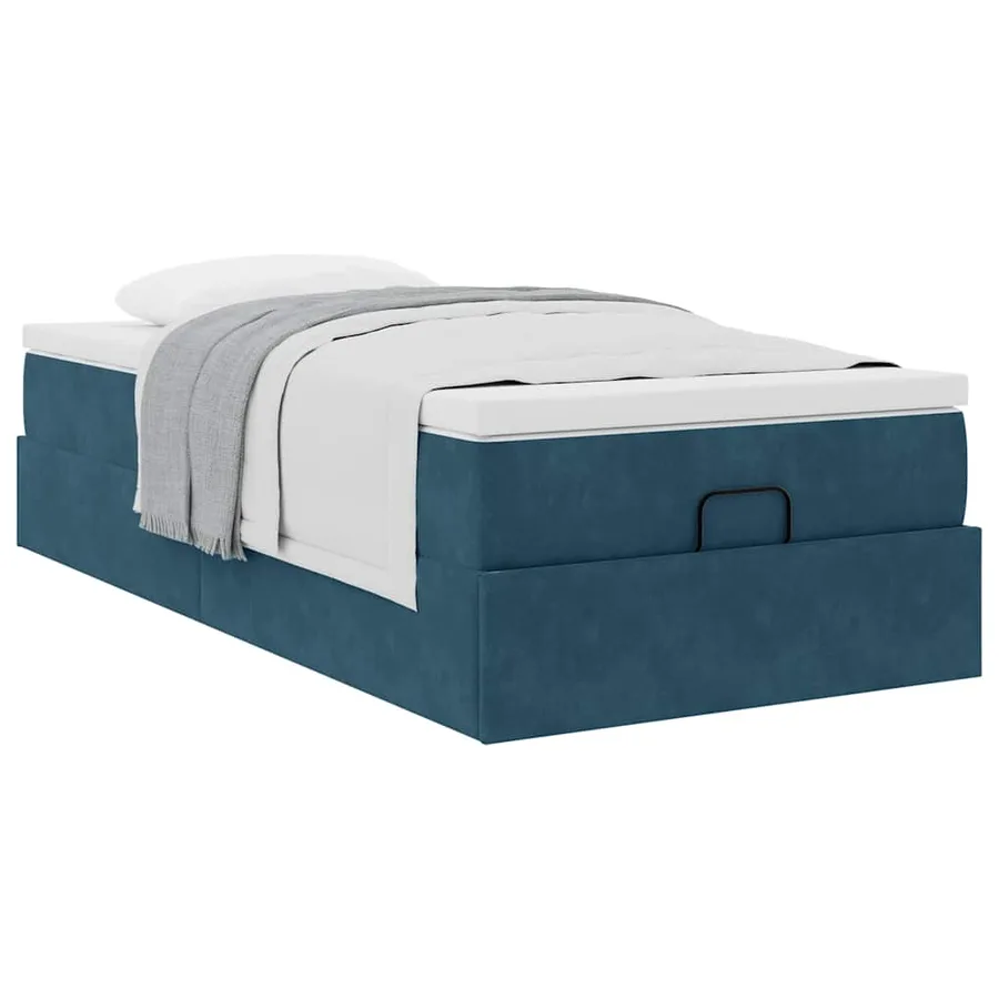 Cadre de lit ottoman avec matelas bleu foncé 80x200 cm velours - 5