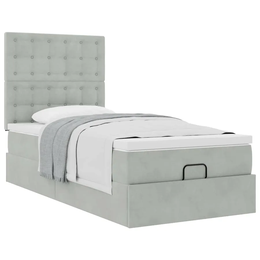 Cadre de lit ottoman avec matelas gris clair 80x200 cm velours - 5