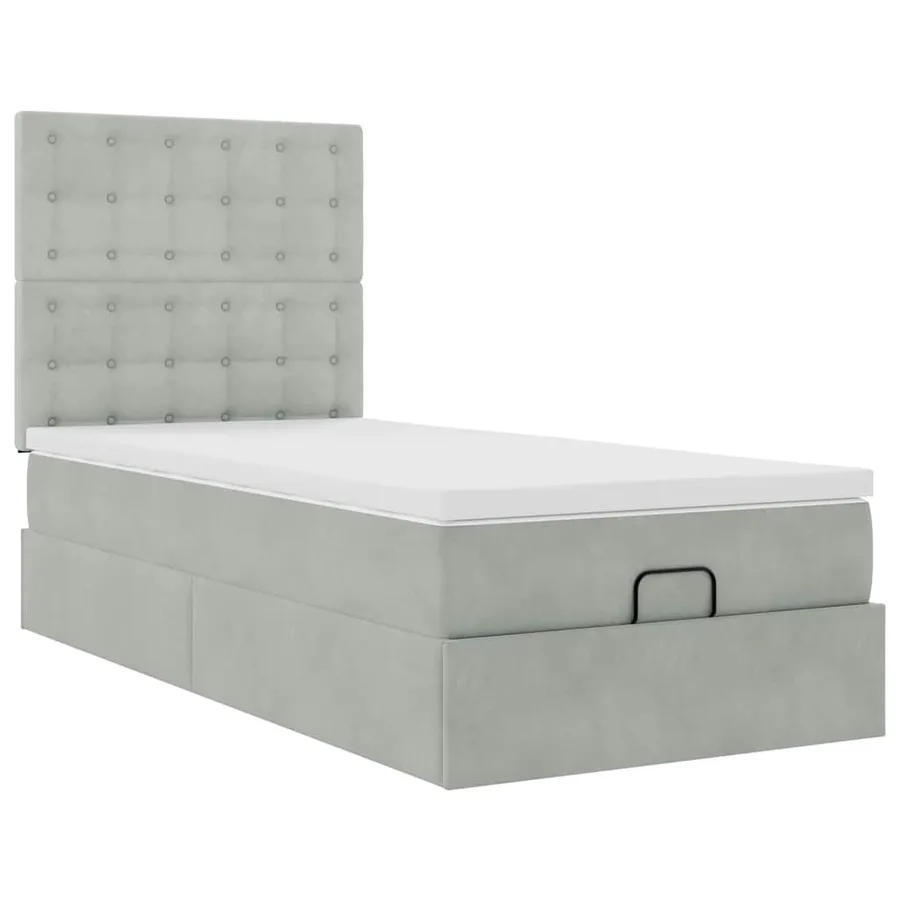 Cadre de lit ottoman avec matelas gris clair 80x200 cm velours - 6