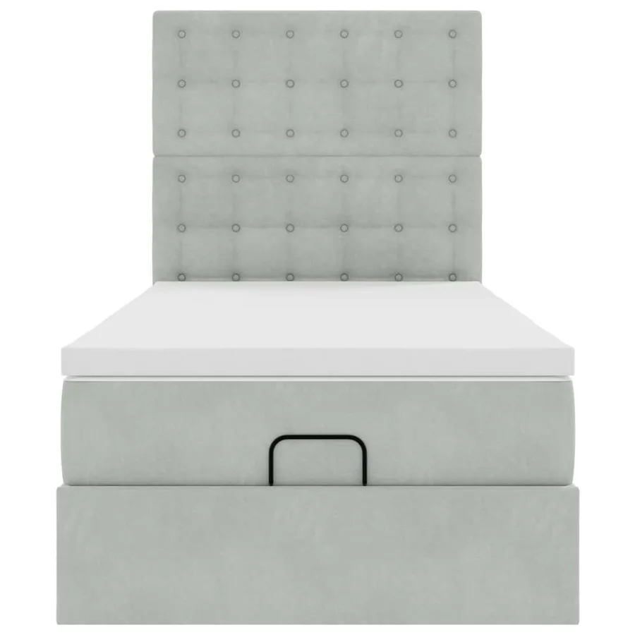 Cadre de lit ottoman avec matelas gris clair 80x200 cm velours - 7