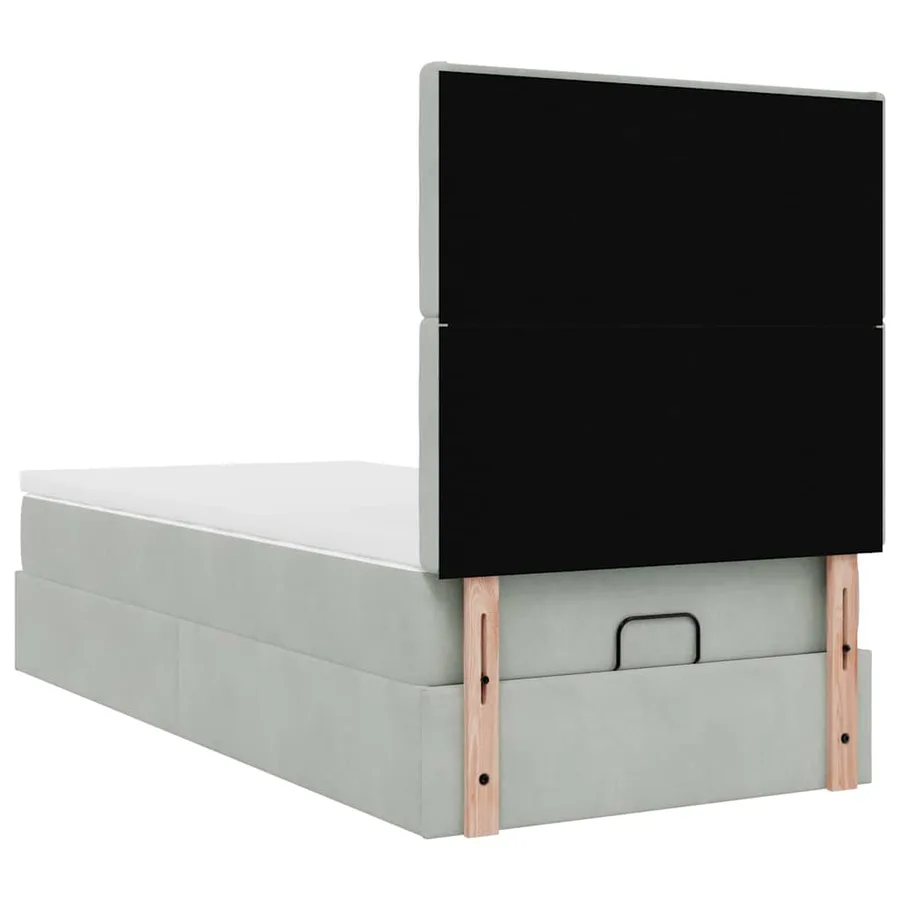 Cadre de lit ottoman avec matelas gris clair 80x200 cm velours - 9