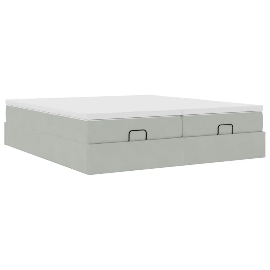 Cadre de lit ottoman et matelas gris clair 160x200cm velours - 5