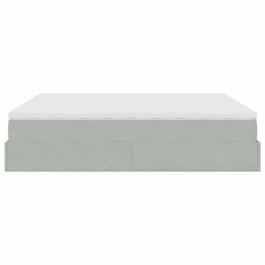 Cadre de lit ottoman et matelas gris clair 160x200cm velours - 8