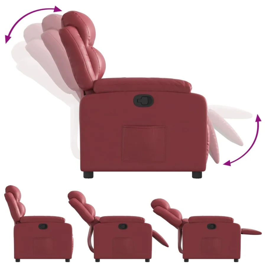 Fauteuil inclinable Rouge bordeaux Similicuir - 4