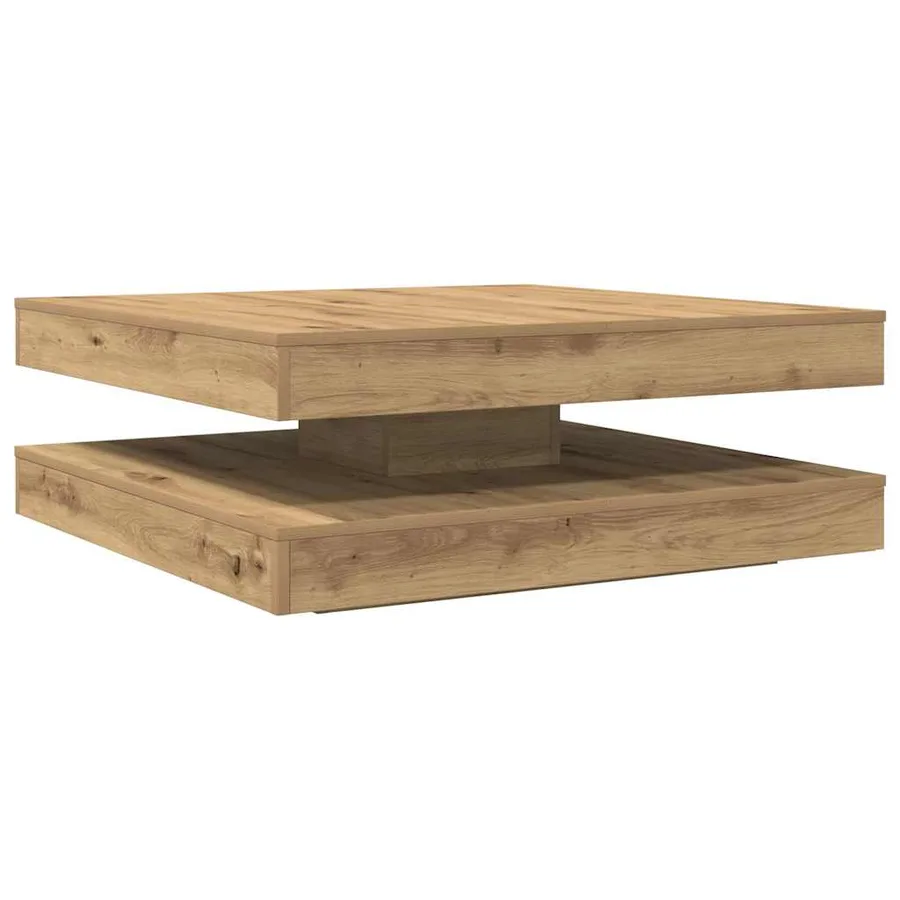 Table basse rotative à 360 degrés chêne artisanal 90x90x34,5 cm - 6