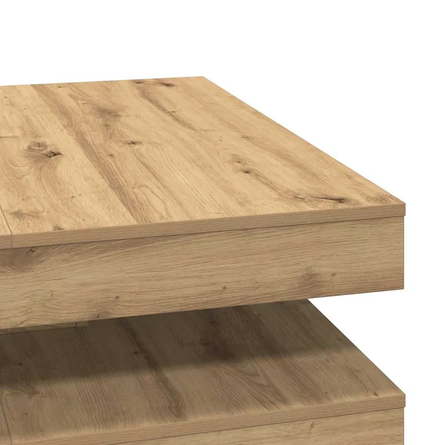 Table basse rotative à 360 degrés chêne artisanal 90x90x34,5 cm - 8