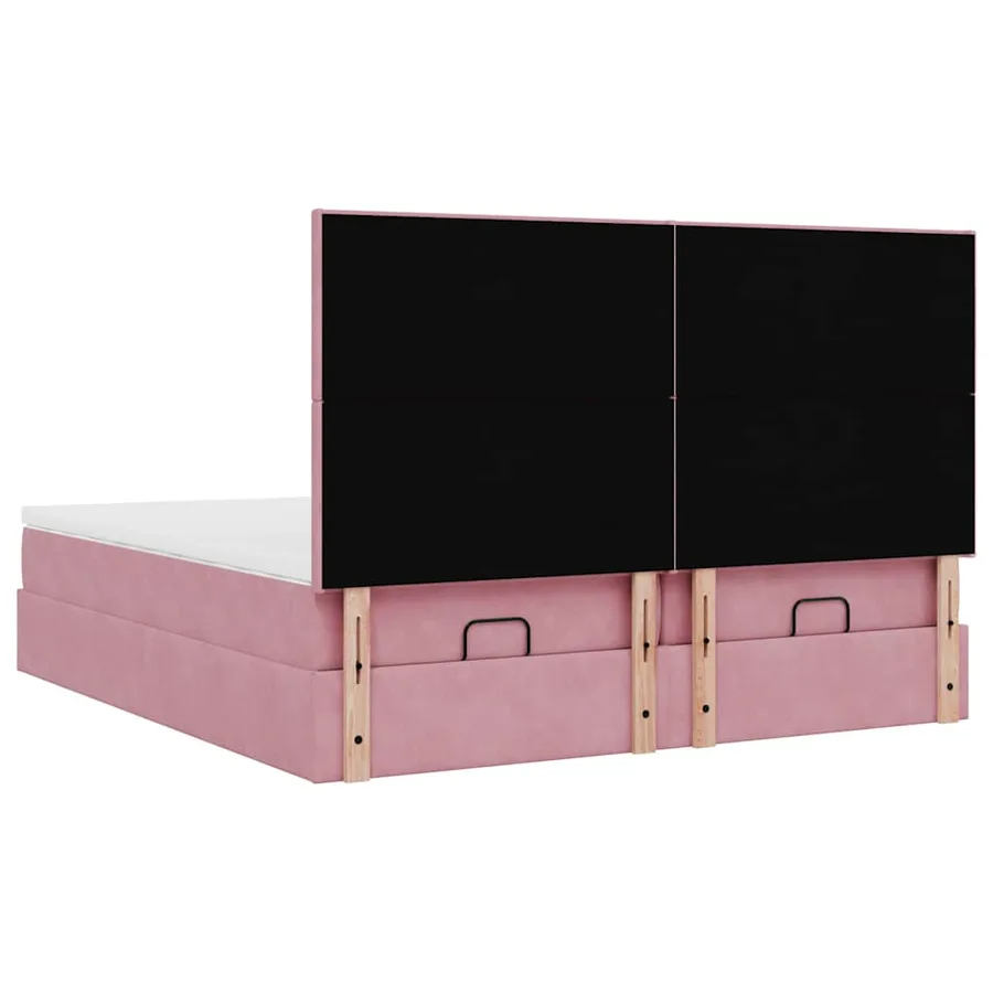 Cadre de lit ottoman avec matelas rose 160x200 cm velours - 10