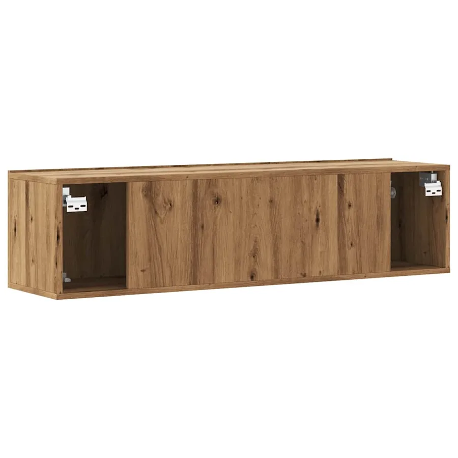 Meuble TV mural chêne artisanal 120x30x30 cm bois d'ingénierie - 6