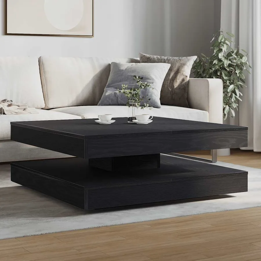 Table basse rotative à 360 degrés chêne noir 90x90x34,5 cm - 3