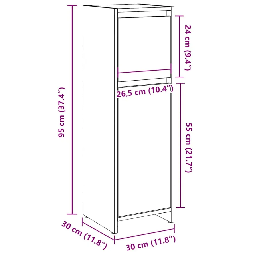 Armoire de salle de bain vieux bois 30x30x95 cm bois ingénierie - 11