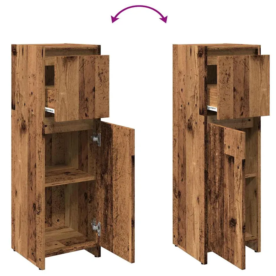 Armoire de salle de bain vieux bois 30x30x95 cm bois ingénierie - 8