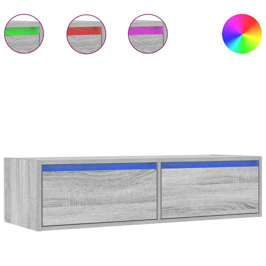 Meuble TV avec lumières LED sonoma gris 100X35,5x25 cm - 2