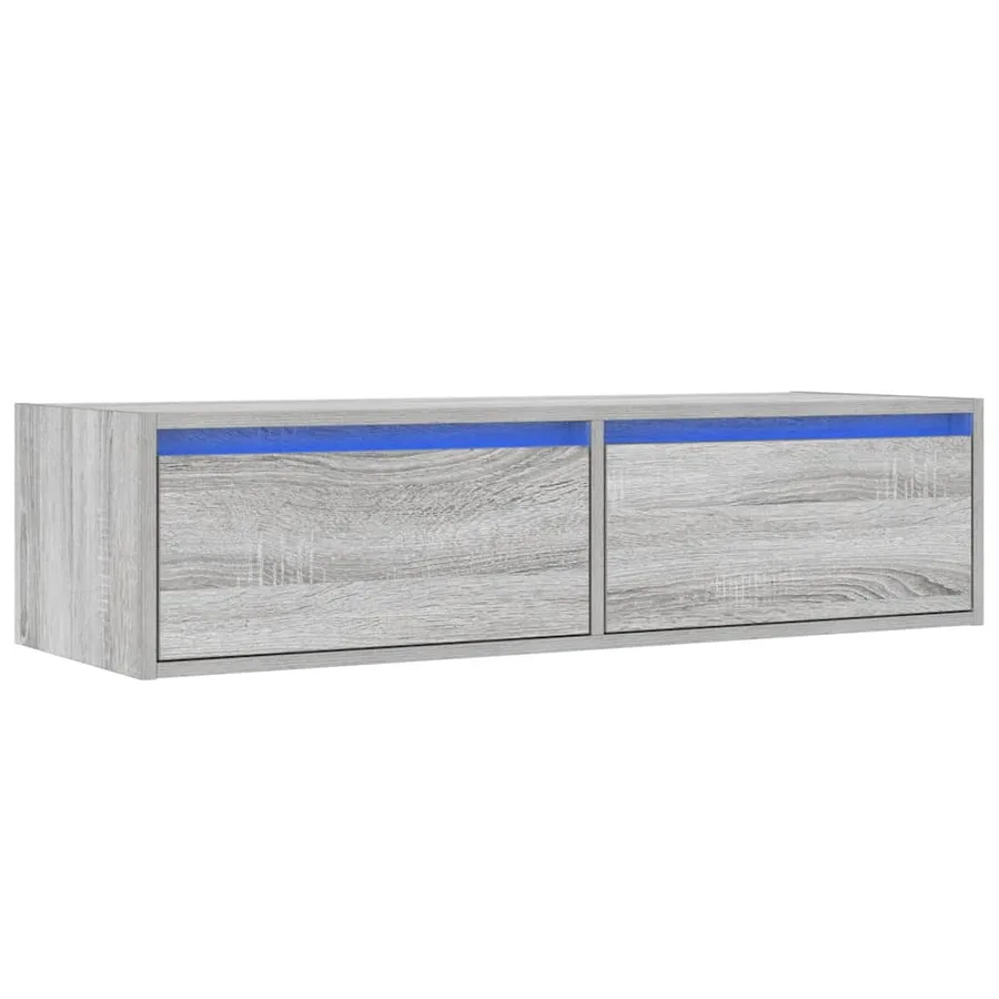 Meuble TV avec lumières LED sonoma gris 100X35,5x25 cm - 3