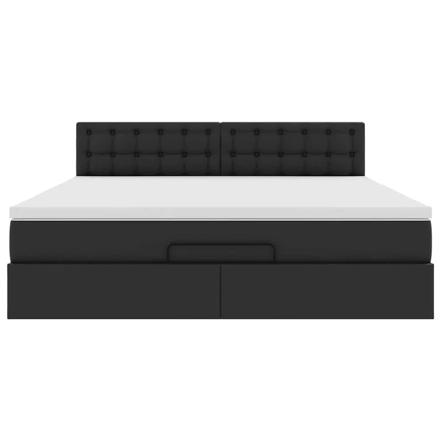 Lit ottoman avec matelas & LED Noir 180x200cm similicuir - 8