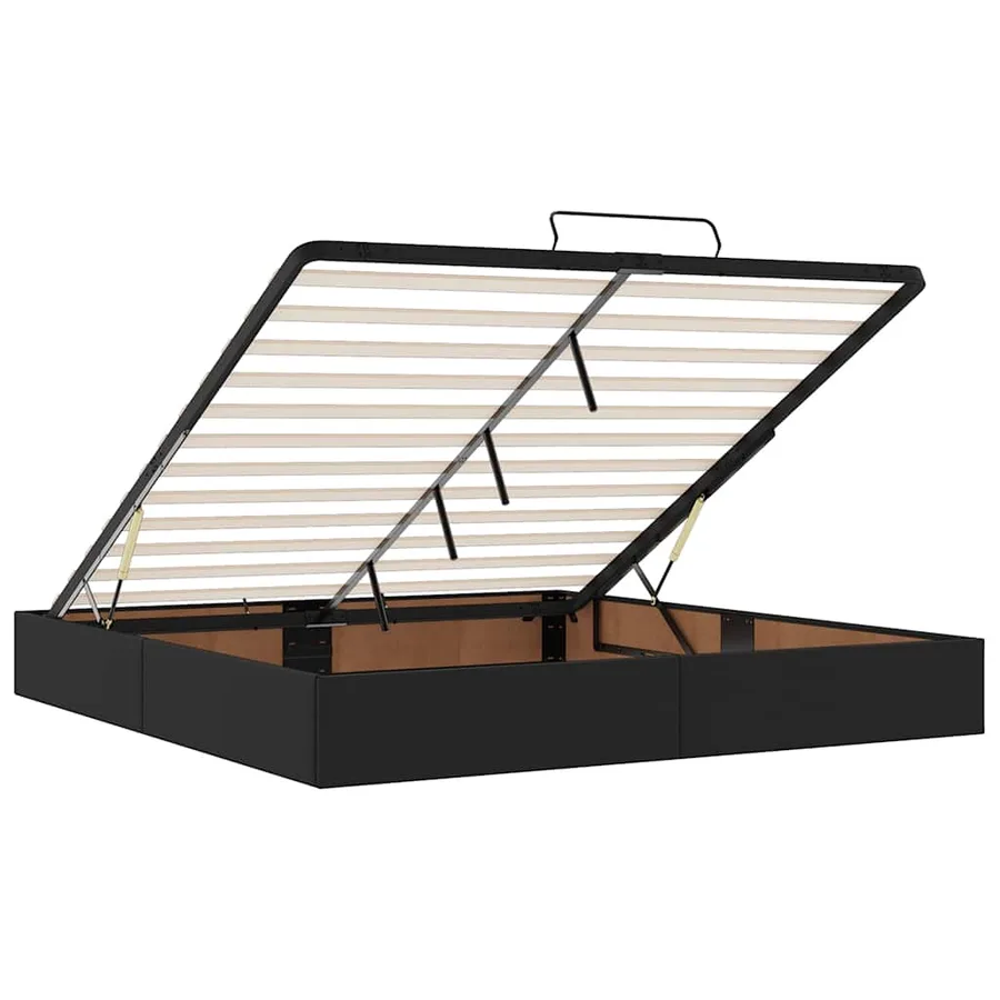 Cadre de lit ottoman avec matelas noir 200x200 cm similicuir - 11