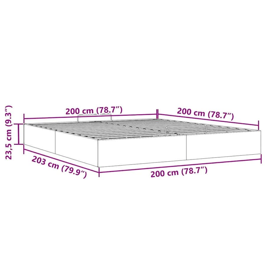 Cadre de lit ottoman sans matelas noir 200x200 cm similicuir - 14