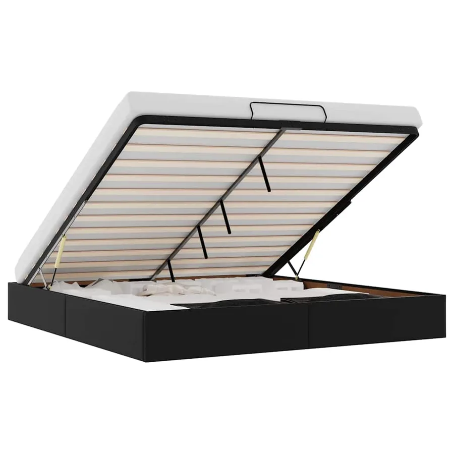Cadre de lit ottoman sans matelas noir 200x200 cm similicuir - 2