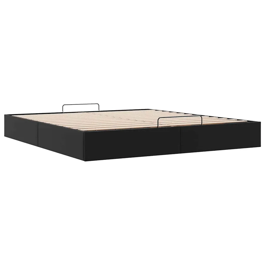 Cadre de lit ottoman sans matelas noir 200x200 cm similicuir - 6