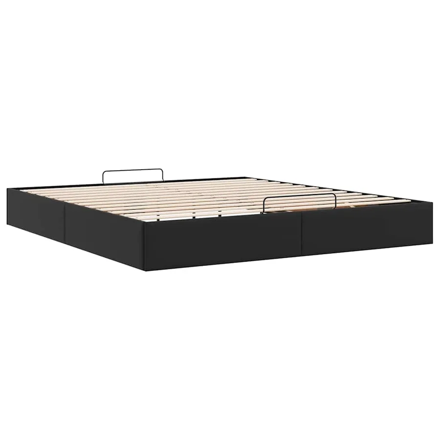 Cadre de lit ottoman sans matelas noir 200x200 cm similicuir - 9