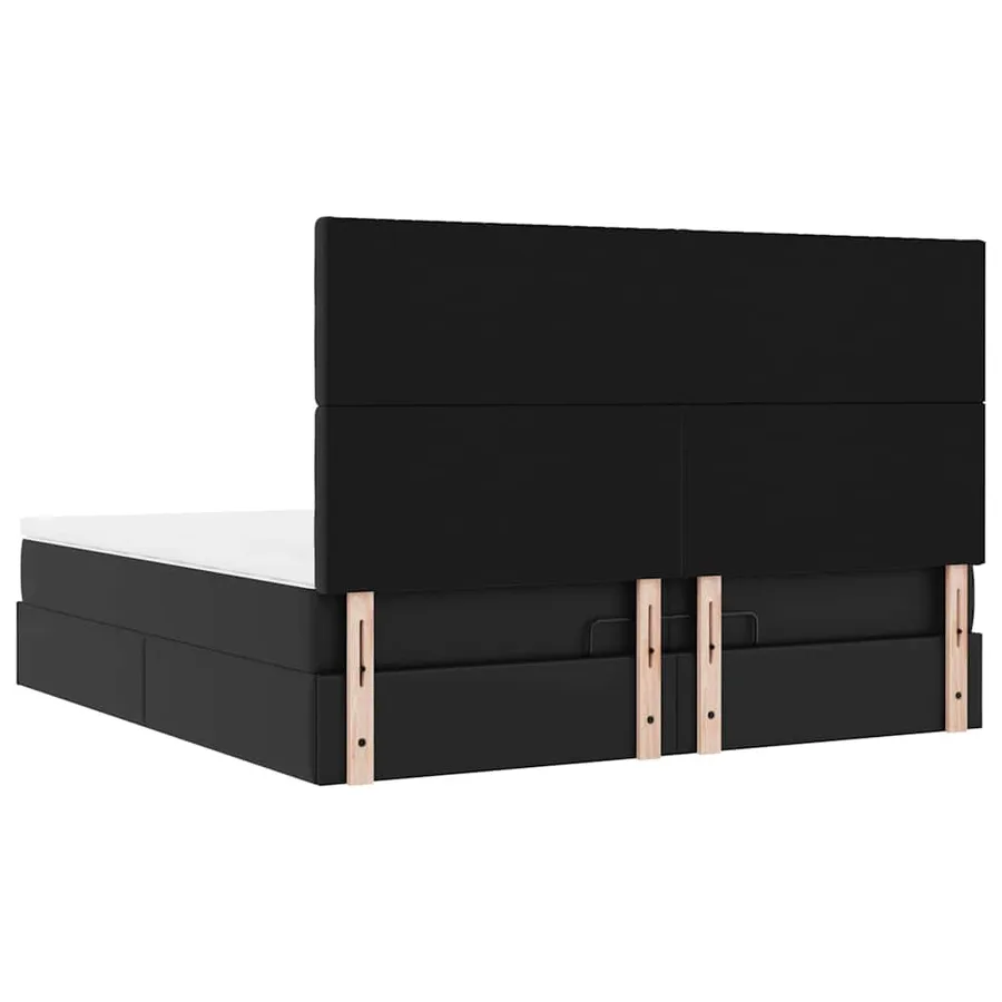 Cadre de lit ottoman avec matelas noir 200x200 cm similicuir - 12