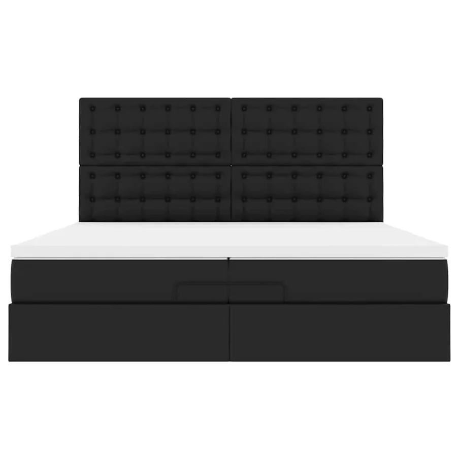 Cadre de lit ottoman avec matelas noir 200x200 cm similicuir - 8