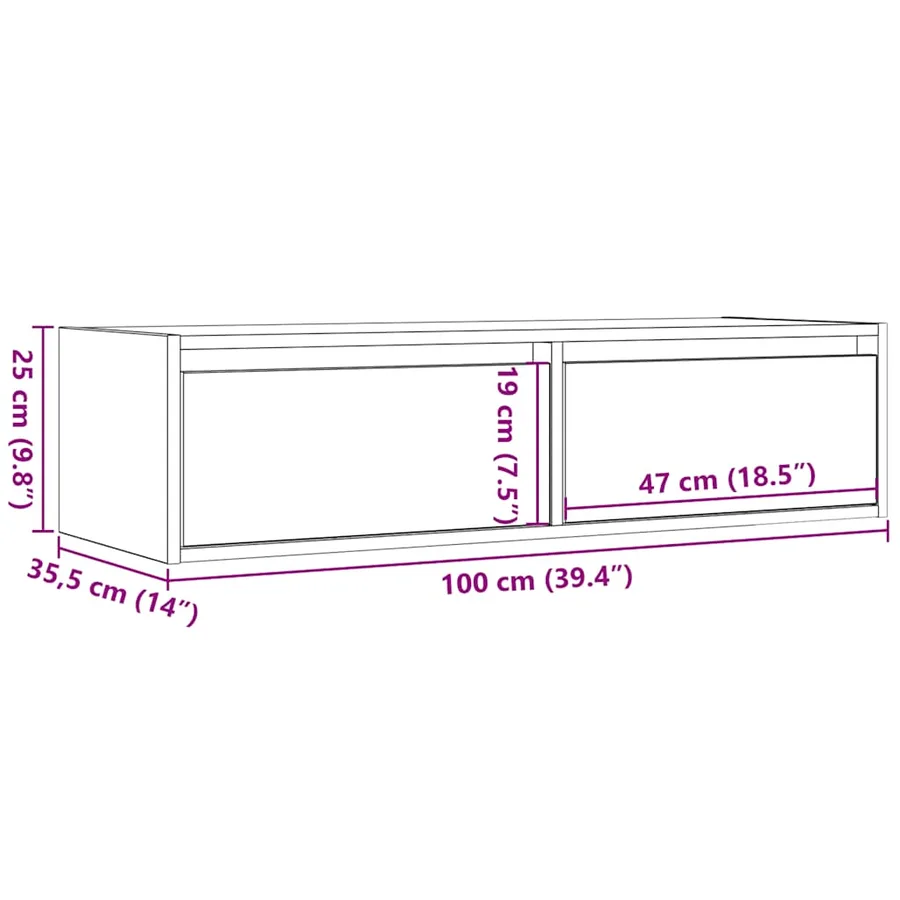 Meuble TV avec lumières LED gris béton 100X35,5x25 cm - 14