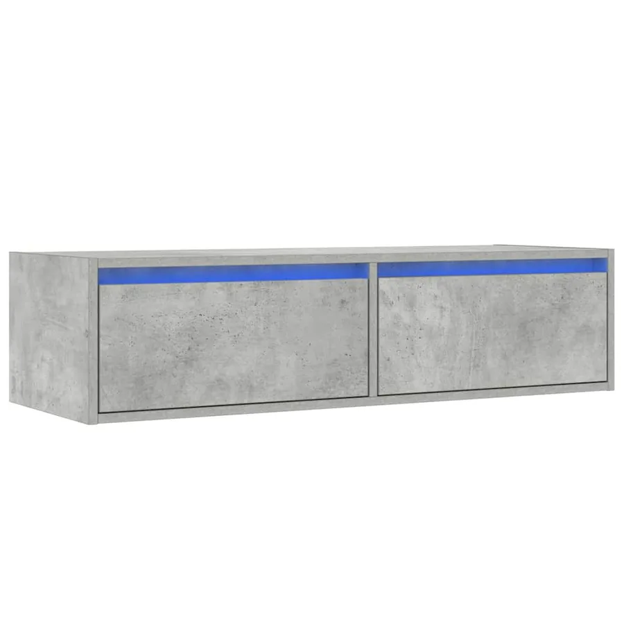 Meuble TV avec lumières LED gris béton 100X35,5x25 cm - 3