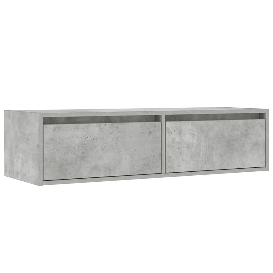 Meuble TV avec lumières LED gris béton 100X35,5x25 cm - 6